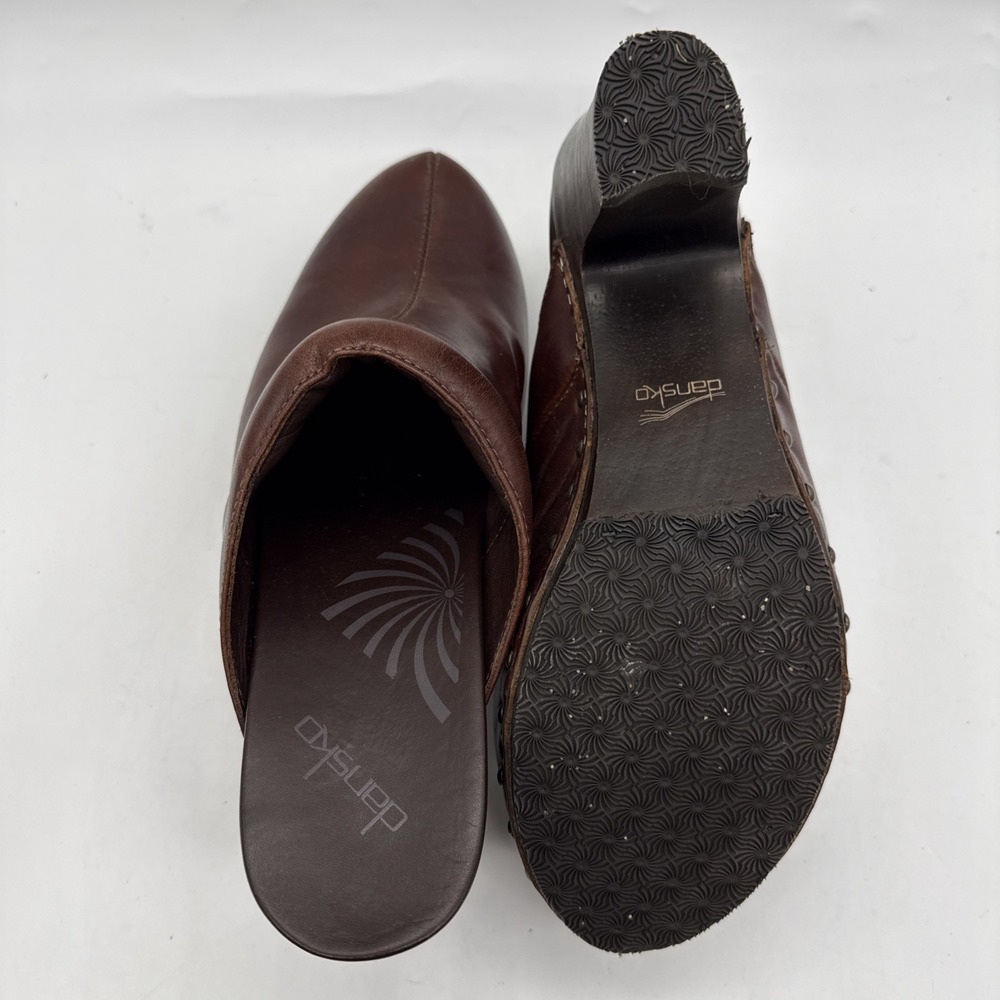 Dansko Rae Chestnut Brown‎ Leather Studded Clogs Mules Heels Womens Size 41 - Picture 7 of 7